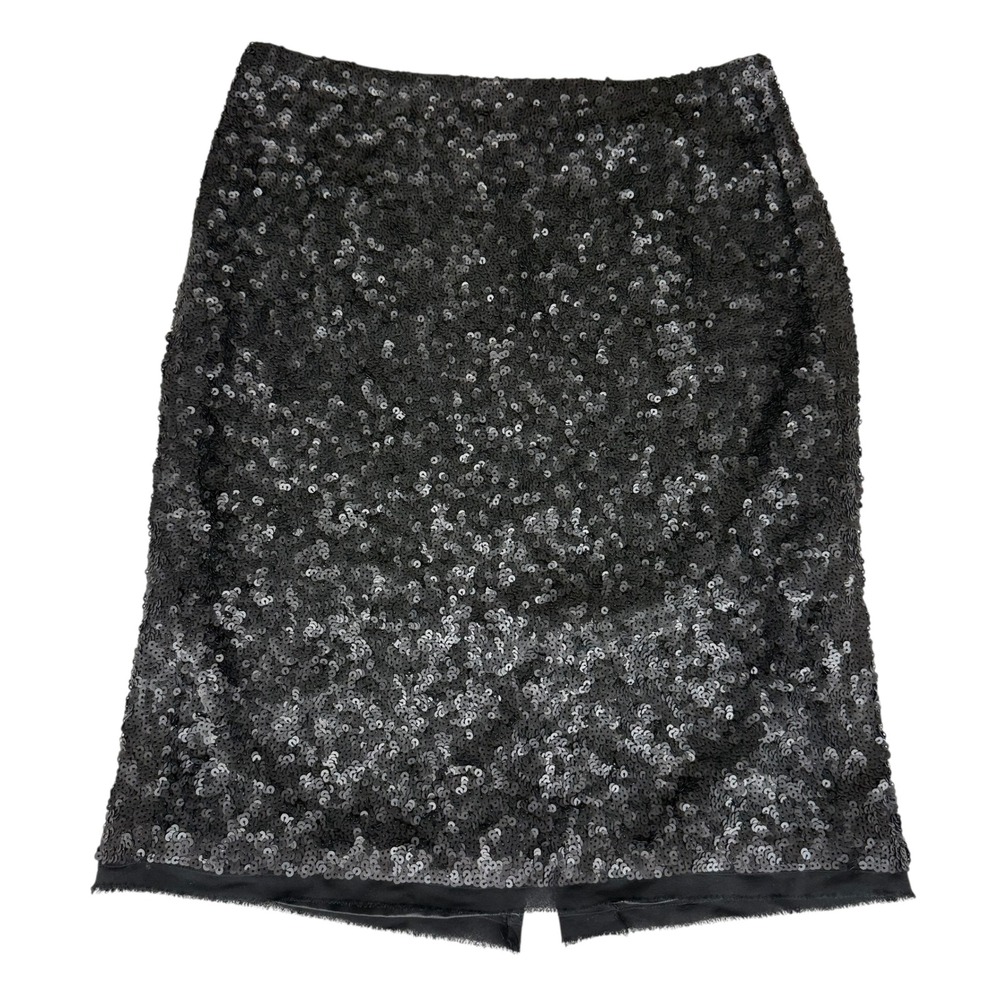 Talbots Mini Skirt Sequin Black Silk Blend Party‎ Cocktail Career Size 4